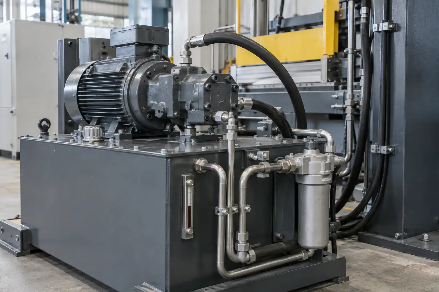 Heavy equipment representing industrial hydraulic filtration applications